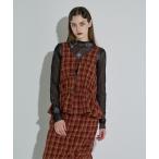 ワンピース チェックシャーリングキャミ