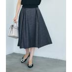 スカート リボン付ライトツイードフレアスカート