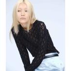 tシャツ MONOGRAM FLOCKY PRINT TULLE CROPPED TOPS / モノグラムフロッキープリントチュールクロップドトップス