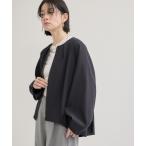 ブルゾン アウター ダブルクロスコクーンノーカラーブルゾン レディース
