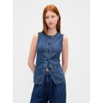 ベスト ジレ ウルトラソフトデニム ロングラインベスト レディース