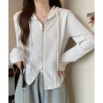 パーカー ダブルジップ切替えフー