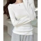 アシンメトリーオフショルリブトップス レディース