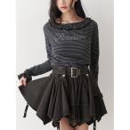 tシャツ ラインストーンフリルトップス レディース