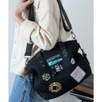 ボストンバッグ 「2size展開/M・L」2WAY ラッセルメッシュカスタムワッペンボストンバッグ/ショルダーバッグ/トラベルバッグ