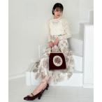 ショッピングがま口 ハンドバッグ 「500mlペットボトル収納可」カメオローズ刺繍スクエアがま口バッグ