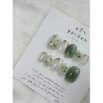 ネイルチップ ネイルシール 「garden」押し花ネイル green(MA)
