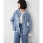 デニムジャケット gジャン ノーカラーＧジャン レディース