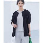 コート アウター 「美モーション」ストレッチノーカラーシャツジャケット「接触冷感・UVカット」 レディース