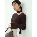ショッピング服 ニット セーター 「ZOZO限定カラーあり」ボウタイアシンメトリーネックニットプルオーバー 秋服 レディース