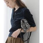 ニット セーター 「洗える」ベロアハーフスリーブニット レディース