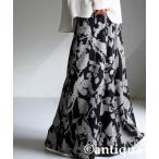 スカート 花柄起毛フレア スカート