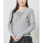tシャツ レースアップトップス レディース