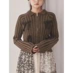 カーディガン ribbon washed zip kinit レディース