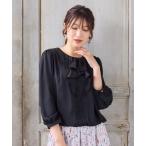 ブラウス シャツ 「手洗いOK」リボンモチーフバルーンヘムブラウス レディース