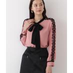 ショッピングコンビ ブラウス シャツ レースコンビバイカラーリボンブラウス レディース