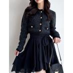 ジャケット ノーカラージャケット ノーカラーニットショートジャケット「セットアップ着用可能」 レディース