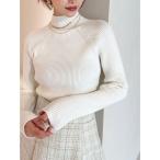 ショッピングハイネック ニット セーター ハイネックベーシックニットトップス レディース