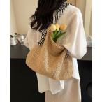 ショッピングストローバッグ トートバッグ バイカラーストロートートバッグ レディース