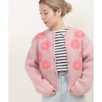 ショッピングウール カーディガン ロービングウール手編み＆刺繍カーディガン レディース