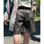 パンツ ヴィンテージフェイクレザーハーフパンツ レディース
