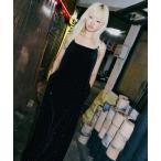 ドレス カーヴドスクエアベロアドレス / curved square velour dress