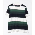 [BEAMS HEART] окантовка рисунок короткий рукав футболка M зеленый мужской 