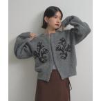 ニット セーター テープ刺繍カーディガン レディース