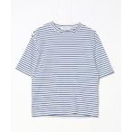 [URBAN RESEARCH ROSSO WOMEN] окантовка рисунок короткий рукав футболка S голубой женский 