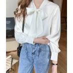 tシャツ リボンタイブラウス レディ