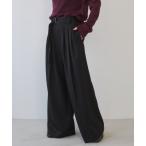 パンツ ツイル/ストライプ タックワイドパンツ レディース