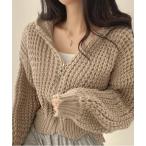 パーカー ショート丈ニットフード