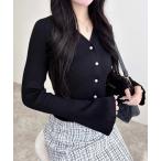 カーディガン 「WEB限定」フレアスリーブリブニットカーディガン レディース