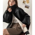 ショッピングブルゾン ブルゾン アウター 「JaVaジャバコラボ」気分に合わせて変化を楽しむ。2wayフェイクレザー×ボアリバーシブルブルゾン レディース