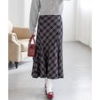 ショッピングチェックアップ スカート 「低身長用サイズ有」バックレースアップチェック柄マーメイドスカート「フェミニン 着回し抜群 大人」「AW新作」