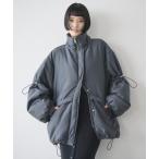 ショッピングダウンコート ダウンコート ダウンジャケット ドローストリングスタンドカラー中綿コート レディース