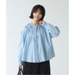 ショッピングローン ブラウス シャツ 「early spring」コットン/シルク ローン ギャザーブラウス レディース