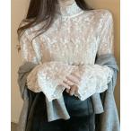 ブラウス シャツ レースシアー刺繍�