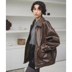 ブルゾン アウター クラッシュレザーカバーオールジャケット レディース