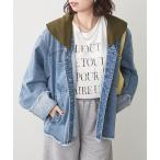 ショッピングアンドミー デニムジャケット gジャン 「NUNIFE」コーデュロイカラーデニムオーバージャケット「取り外し可能」 レディース