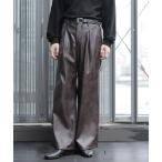 ショッピングレザー スラックス 「SET UP対応」LUXEレザーワイドフレアパンツ(HARE) メンズ