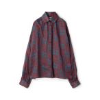 ブラウス シャツ コットンオーガンジープリント ギャザースリーブシャツ レディース