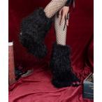 ブーツ デザインヒール ファーブーツ レディース