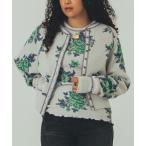 カーディガン (mag.by c)FLOWER PRINT WAFFLE CARDIGAN レディース