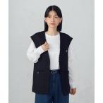 ショッピングジレ ベスト ジレ ファンシーツイード　ロングジレ レディース