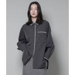 ブラウス シャツ トリミング刺繍ツイルシャツ レディース