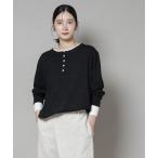 ショッピングnano ニット セーター レイヤード風バイカラーヘンリーネックニット レディース