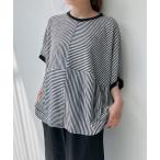 「AS KNOW AS plus」 半袖カットソー FREE ホワイト×ブラック レディース