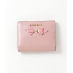 「miu miu」 マドラス リボン 二つ折り 財布 - ピンク レディース