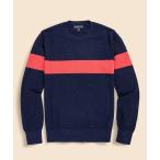 ショッピングストライプ セーター ニット スーピマコットン　チェストストライプ　クルーネックセーター メンズ